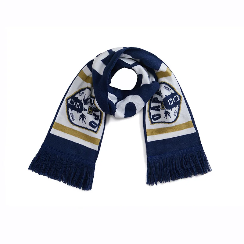 navy white football scarf low moq custom on white background