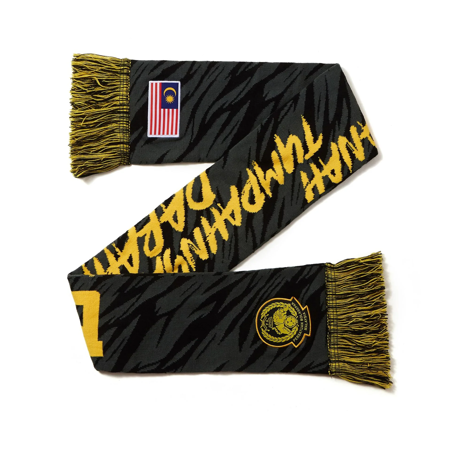 black gold football club merchandise scarf on white background - factory direct wholesale price