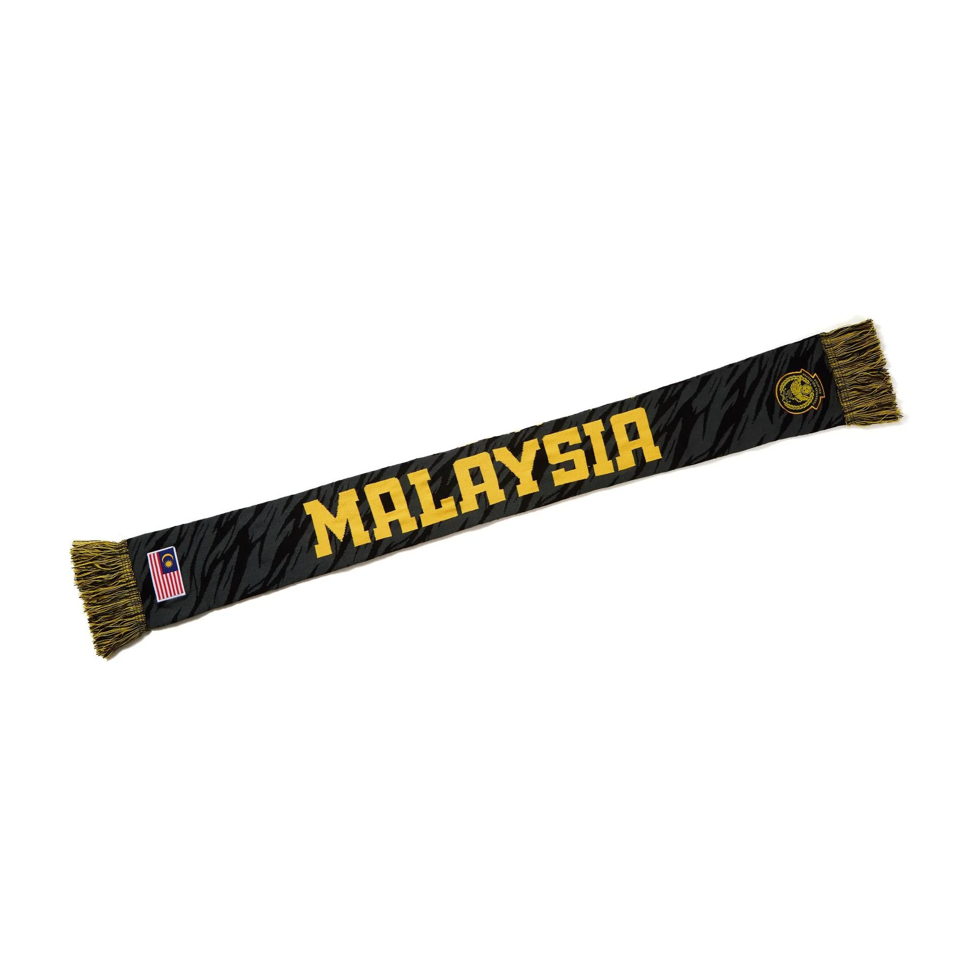 blue gold knitted football club scarf on white background - bulk order discount available