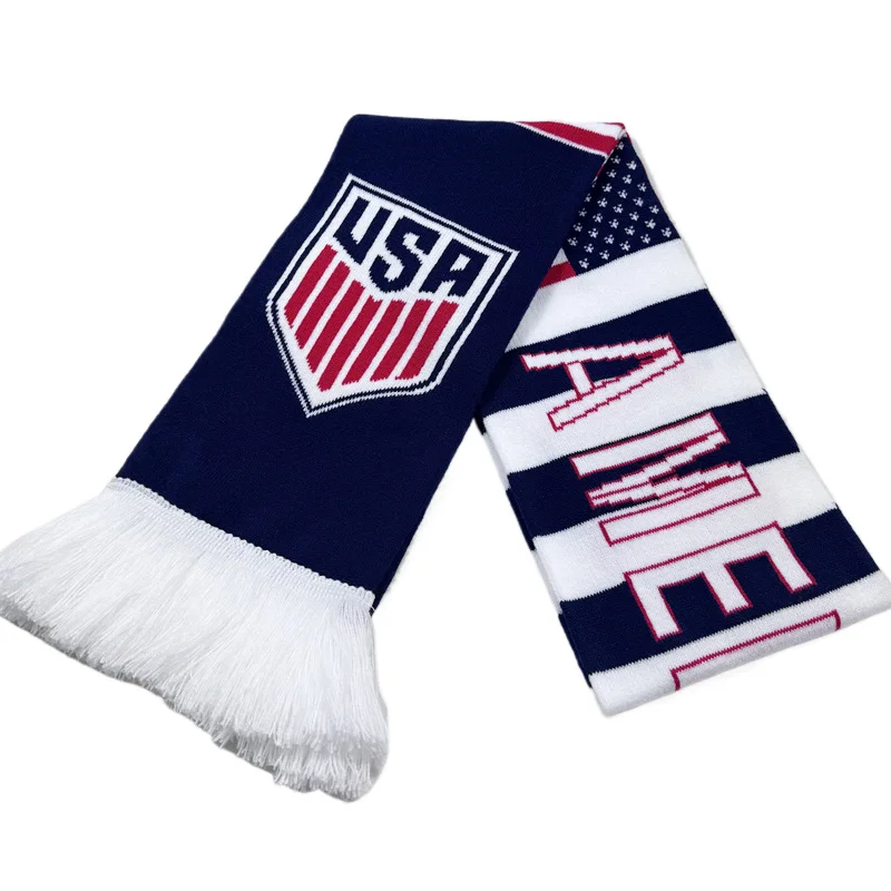 blue white oversized football fan scarf on white background - MOQ 100pcs factory direct